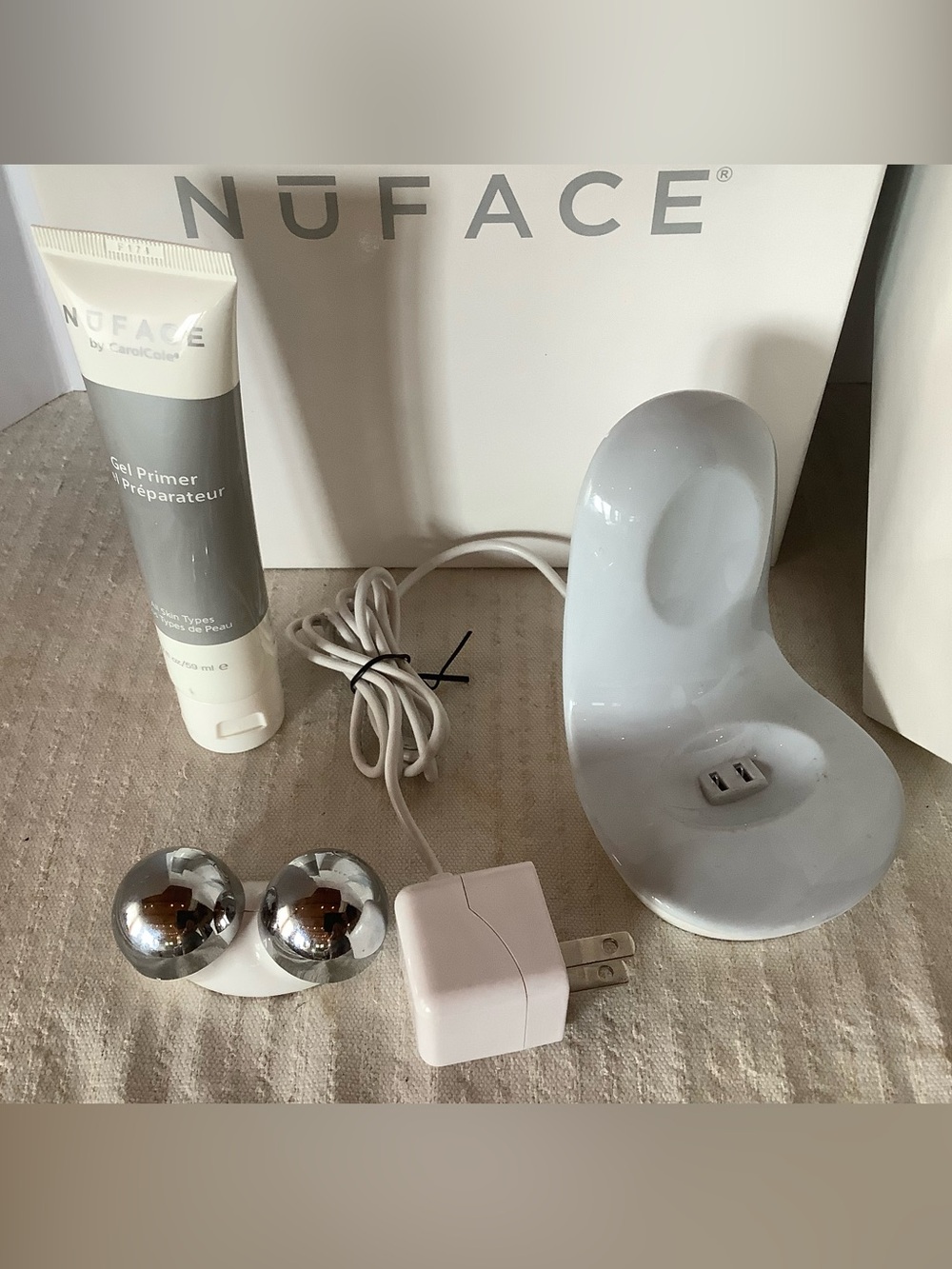 NuFACE Trinity Facial Trainer Replacement Attachment & Charger Cradle, & Box